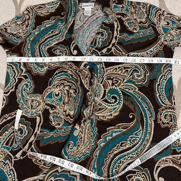 Chico's Kimono Floral Paisley gold long sleeve open front lightweight Cardigan - Picture 5 of 12